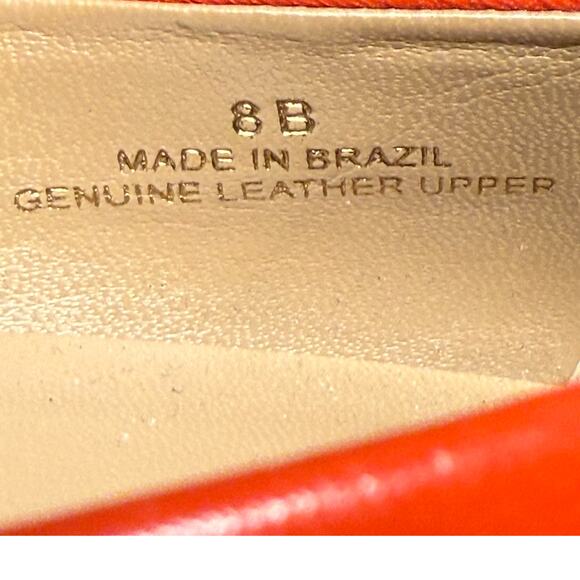 TALBOTS Women's 8B Cherry Orange Leather Shoes Gold Detail Ballet Flats Comfort - Picture 12 of 13